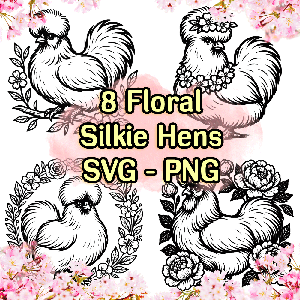 8 Floral Silkies - SVG & PNG - Digital Download