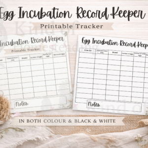 Egg Incubation Record Keeper - Printable PDF - Digital Download
