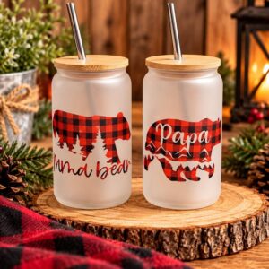Mama Bear & Papa Bear Frosted Tumbler Set | 2-Pack | 16 oz