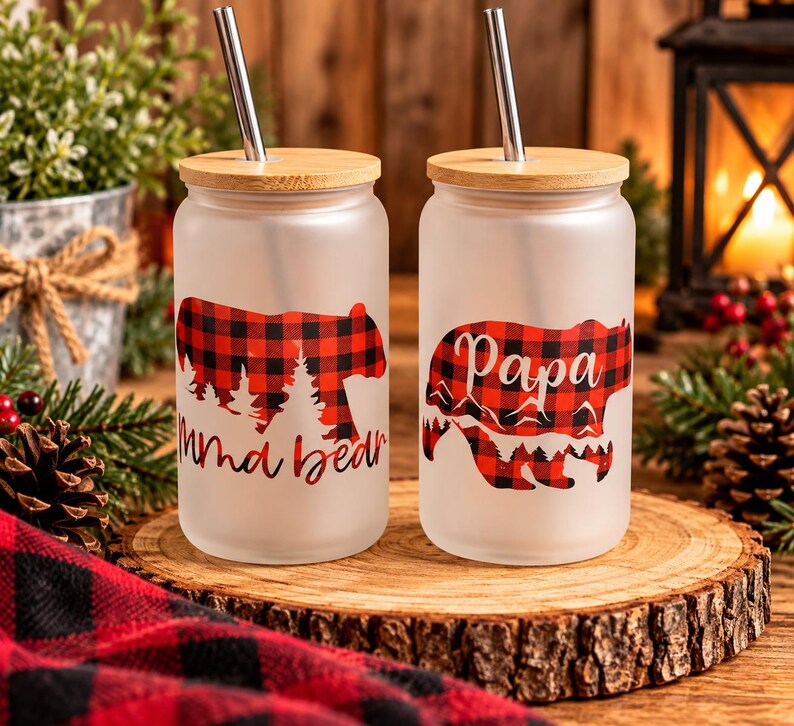Mama Bear & Papa Bear Frosted Tumbler Set | 2-Pack | 16 oz