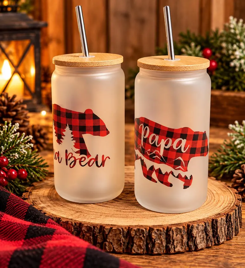 Mama Bear & Papa Bear Frosted Tumbler Set | 2-Pack | 16 oz - Image 2