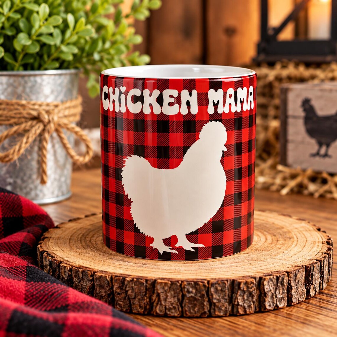Chicken Mama Buffalo Plaid Mug | 11 oz