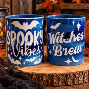 Halloween Mug Set – Spooky Vibes & Witches Brew | 2-Pack | 11 oz