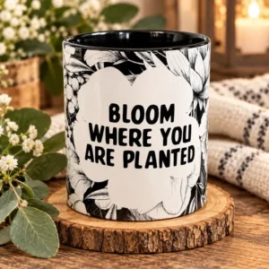 Bloom Where You Are Planted Floral Mug | Inspirational Gift - 11oz