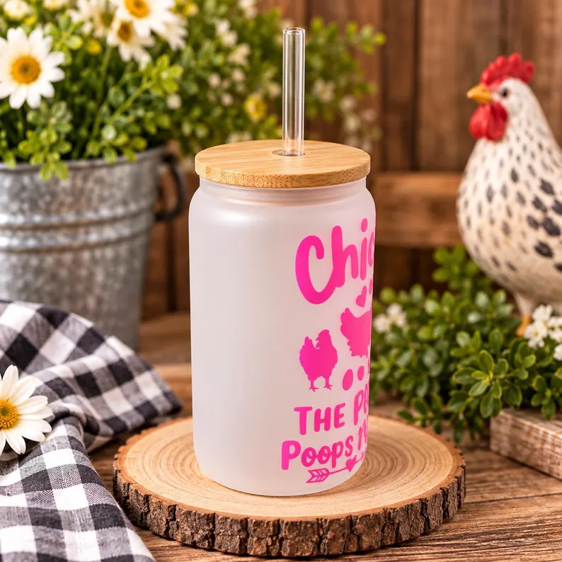 Chickens: The Pet That Poops Breakfast – Frosted Tumbler - 16oz - Image 2
