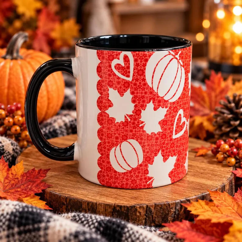 Fall Pumpkin & Maple Leaf Mug | Cozy Autumn | 11oz - Image 2