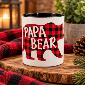 Papa Bear Buffalo Plaid Coffee Mug - 11oz