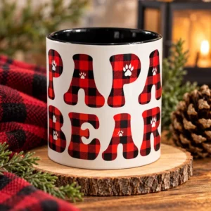 Papa Bear Buffalo Plaid Coffee Mug – 11 oz