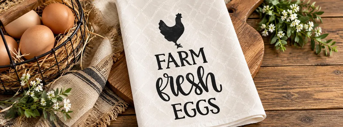 Farm Fresh Eggs | Polyester Tea Towel