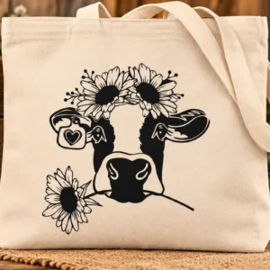 Sunflower Cow Tote Bag