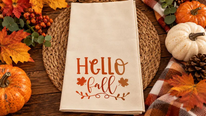 Hello Fall Tea Towel | Fall Kitchen Décor