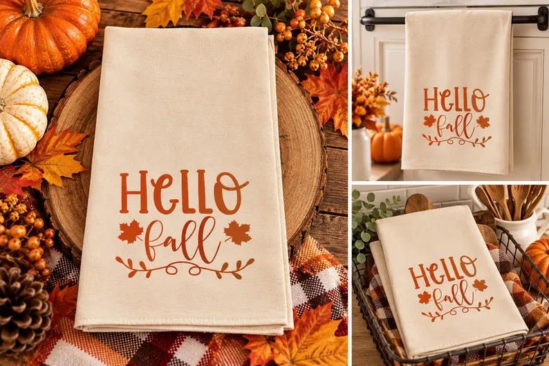 Hello Fall Tea Towel | Fall Kitchen Décor - Image 2