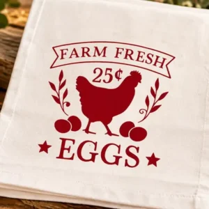 Red Farm Fresh Eggs Chicken Tea Towel
