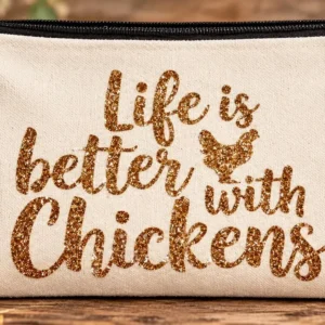 Gold Glitter Chicken Zipper Bag