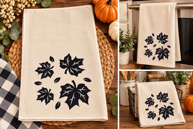 Fall Maple Leaf Tea Towel | Autumn Kitchen Decor - Image 2