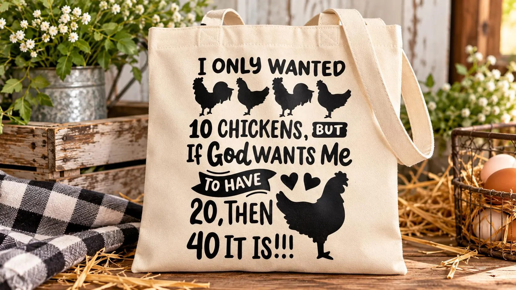 I Only Wanted 10 Chickens Canvas Tote Bag - Image 2