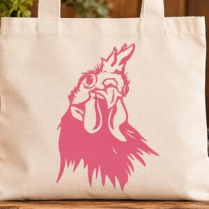 Pink Chicken Canvas Tote Bag