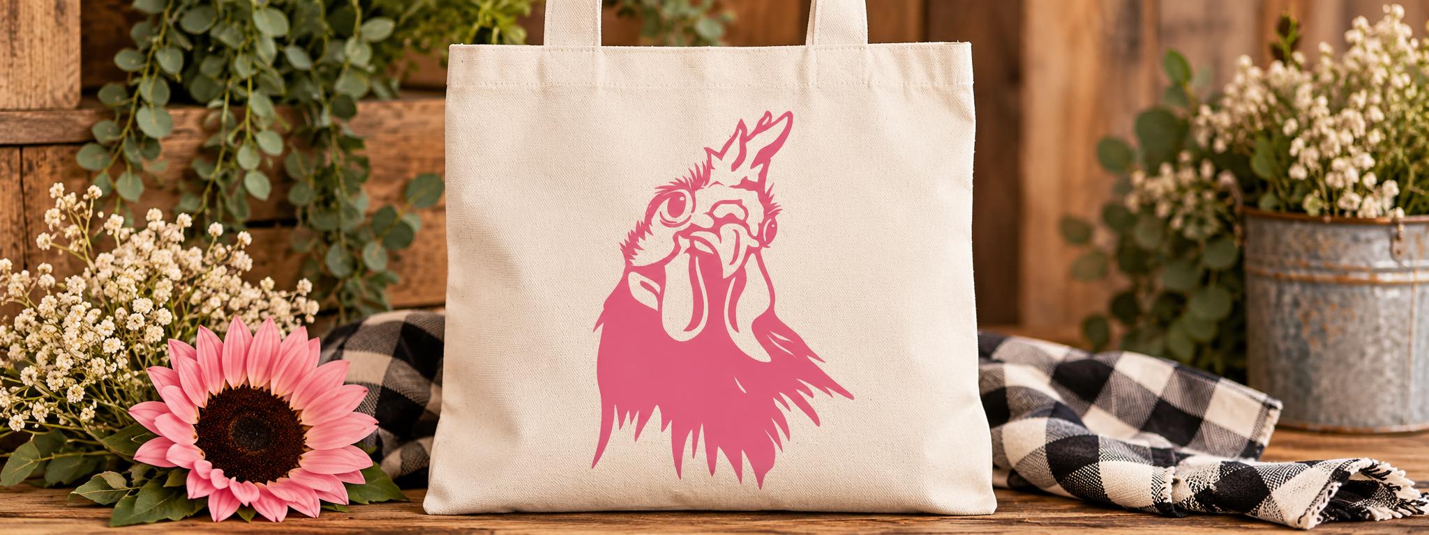 Pink Chicken Canvas Tote Bag