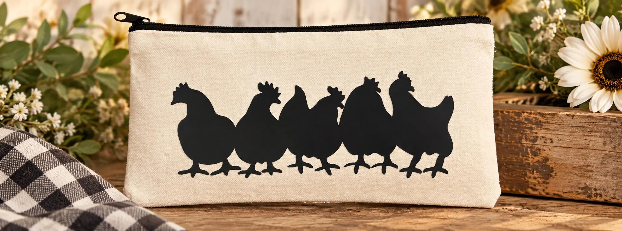 Chicken Silhouette Zipper Bag