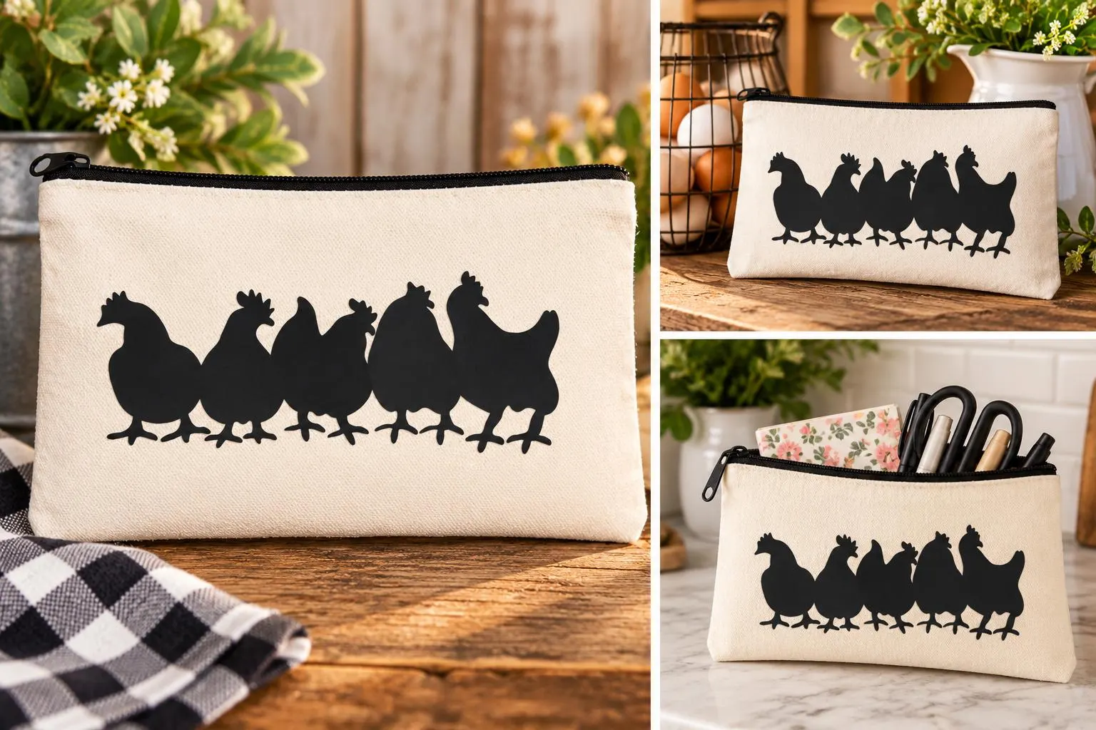 Chicken Silhouette Zipper Bag - Image 2